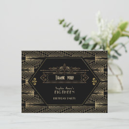 Roaring Twenties Great Gatsby Art Deco 18e verjaar Bedankkaart