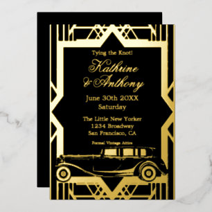 Roaring Twenties Limo Gatsby Stijl Folie Uitnodigi Uitnodiging
