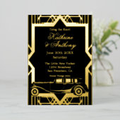 Roaring Twenties Limo Gatsby Style Folie Uitnodigi Folie Uitnodiging (Staand Voorkant)