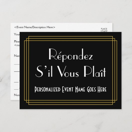 Roaring Twenties Look RSVP Briefkaart (Voorkant / Achterkant)