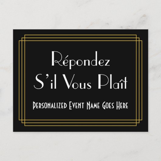 Roaring Twenties Look RSVP Briefkaart (Voorkant)