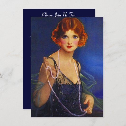 Roaring Twenties Midnight Blue Flapper Kaart (Voorkant / Achterkant)