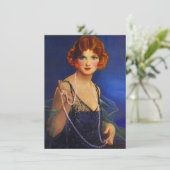 Roaring Twenties Midnight Blue Flapper Kaart (Staand voorkant)