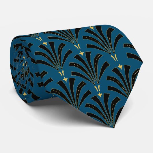  Roaring Twenties Palmettos Blue uit de jaren twin Stropdas (Opgerold)