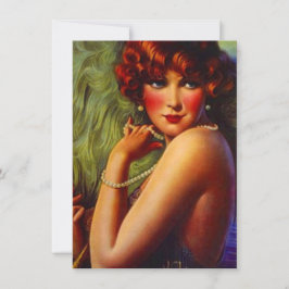 Roaring Twenties Pearls Plumes Flapper Invitation Kaart