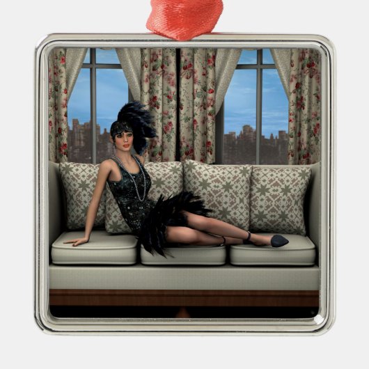 Roaring Twenties  Retro 20e 30e jaar Metalen Ornament (Voorkant)