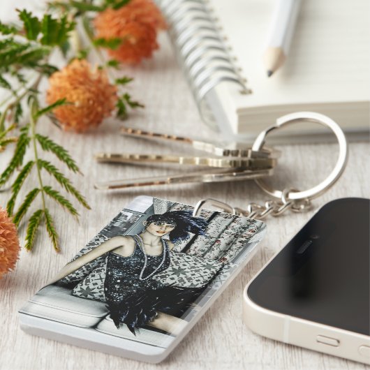 Roaring Twenties  Retro 20e 30e jaar Sleutelhanger (Voorkant Rechts)