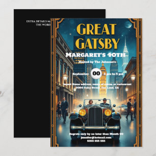 Roaring twenties retro dodge auto 1920's poster kaart