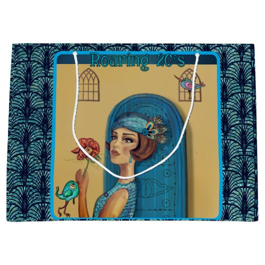 Roaring Twenties Revival Art Deco blauw Groot Cadeauzakje (Voorkant)