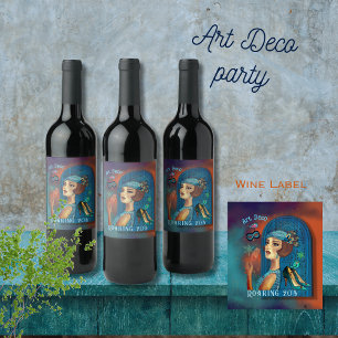 Roaring Twenties Revival Art Deco Wijn Etiket
