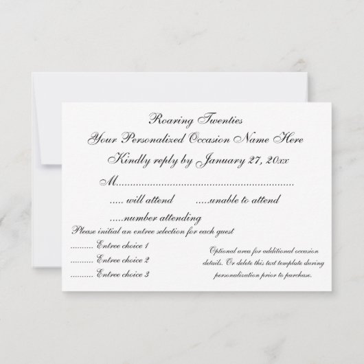 Roaring Twenties RSVP-behuizing met envelop RSVP Kaartje (Achterkant)