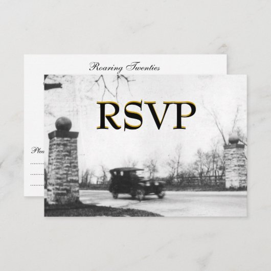 Roaring Twenties RSVP-behuizing met envelop RSVP Kaartje (Voorkant / Achterkant)