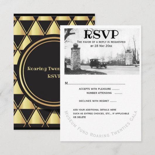 Roaring Twenties RSVP Guest Response (Voorkant / Achterkant)