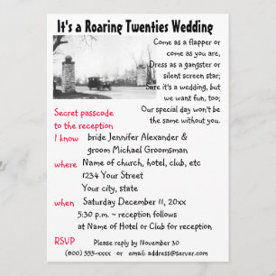 Roaring Twenties Theme Wedding Kaart