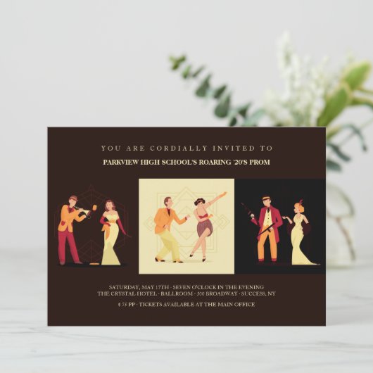 Roaring Twenties Uitnodigingen (Staand voorkant)