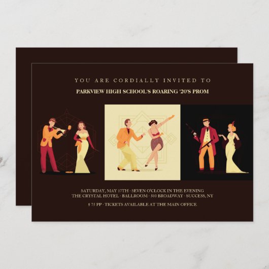 Roaring Twenties Uitnodigingen (Voorkant / Achterkant)