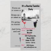 Roaring twwenties Theme Party Invite Kaart (Voorkant / Achterkant)