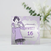 Roaring van de 16de partij Flapper Girl Retro Swee Kaart (Staand voorkant)