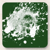 Roaring van leder in witte spuit onderzetter (Voorkant)