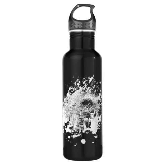 Roaring van leder in witte spuit waterfles  (Voorkant)