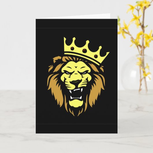 Roaring van leeuw met kroon kaart (Gele Bloem)