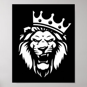 Roaring van leeuw met kroon poster
