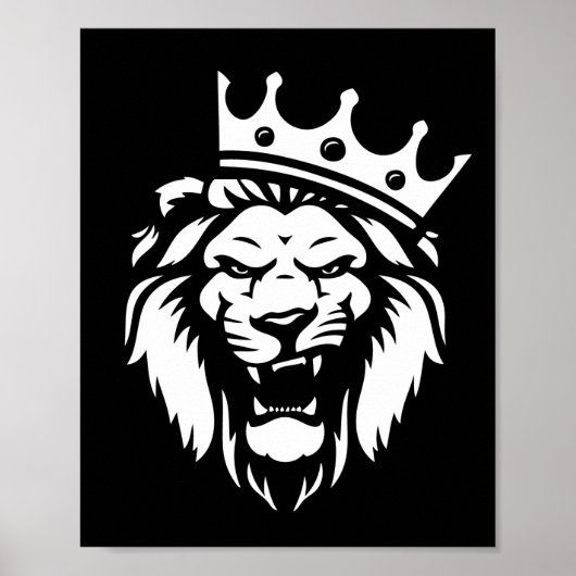 Roaring van leeuw met kroon poster (Voorkant)