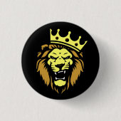 Roaring van leeuw met kroon ronde button 3,2 cm (Voorkant)