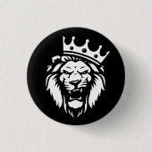 Roaring van leeuw met kroon ronde button 3,2 cm (Voorkant)