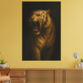 Roaring White Tiger – Fine Art Premium Canvas Prin (Insitu (Woonkamer))