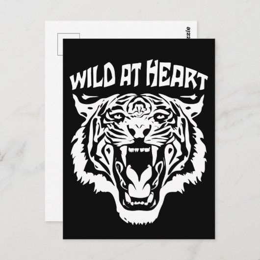 Roaring White Tiger | Wild op het hart Briefkaart (Voorkant / Achterkant)