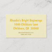 Roaring with care safari leopard cub childcare visitekaartje (Achterkant)