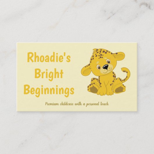 Roaring with care safari leopard cub childcare visitekaartje (Voorkant)