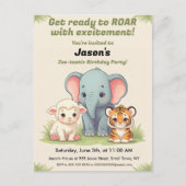 Roaring Zoo Verjaardag Briefkaart (Voorkant)
