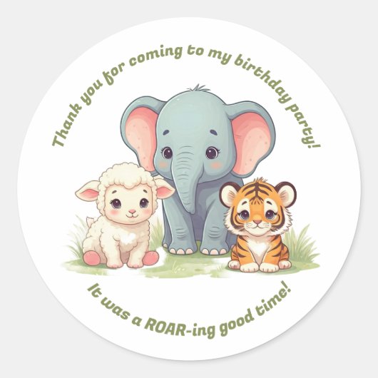 Roaring Zoo Verjaardag Sticker (Voorkant)