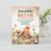 Roarr Jurassic Dinosaur Boy Dino Verjaardagsfeest Kaart (Staand voorkant)