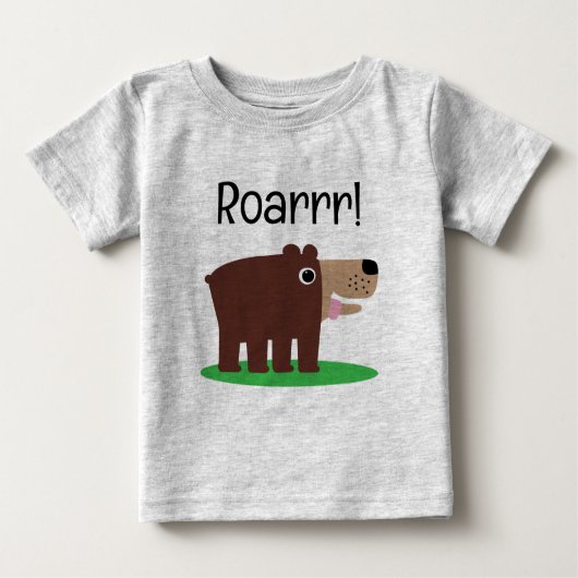 Roarrr brown cub bear cartoon funny baby t shirt (Voorkant)
