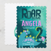 Roarsome 2e Meisjes verjaardag Kaart (Voorkant / Achterkant)