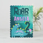 Roarsome 2e Meisjes verjaardag Kaart (Staand voorkant)