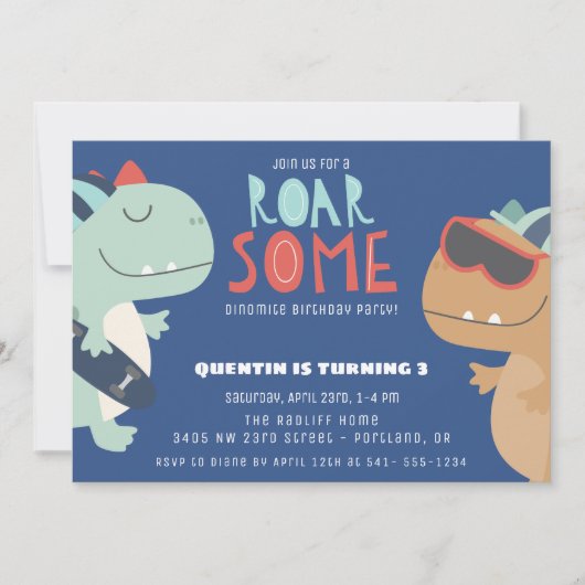 Roarsome Cool Dinosaur Thema Jongens Verjaardagsfe Kaart (Voorkant)