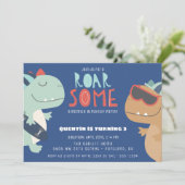 Roarsome Cool Dinosaur Thema Jongens Verjaardagsfe Kaart (Staand voorkant)