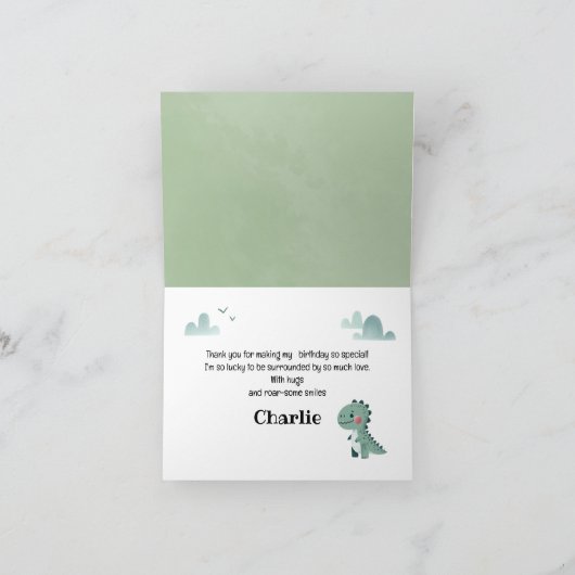 Roarsome Dino Birthday – Bedankkaart (Binnen)