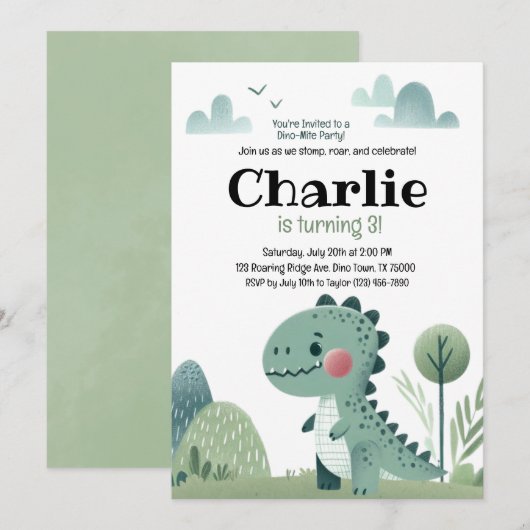 Roarsome Dino Birthday –  Kaart (Voorkant / Achterkant)