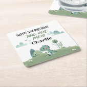 Roarsome Dino Birthday  Kartonnen Onderzetters (Schuin)