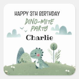 Roarsome Dino Birthday  Vierkante Sticker