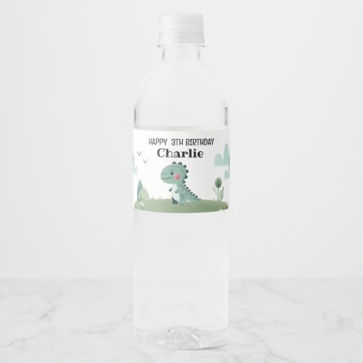 Roarsome Dino Birthday  Waterfles Etiket (Voorkant)