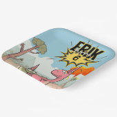 Roarsome Dino Verjaardag, Schattigee Cartoon Dino Papieren Bordje (Gebogen)