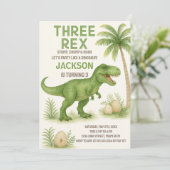 Roarsome Dinosaur Verjaardag Uitnodigingen (Staand voorkant)