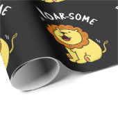 Roarsome Funny Roaring Lion Pun Dark BG Cadeaupapier (Rol Hoek)