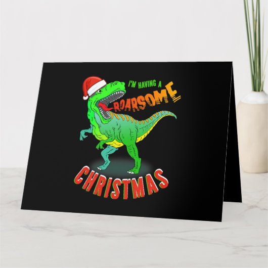 ROARSOME Kerstmis T Rex Dinosaur Kinder Kaart (Voorkant)